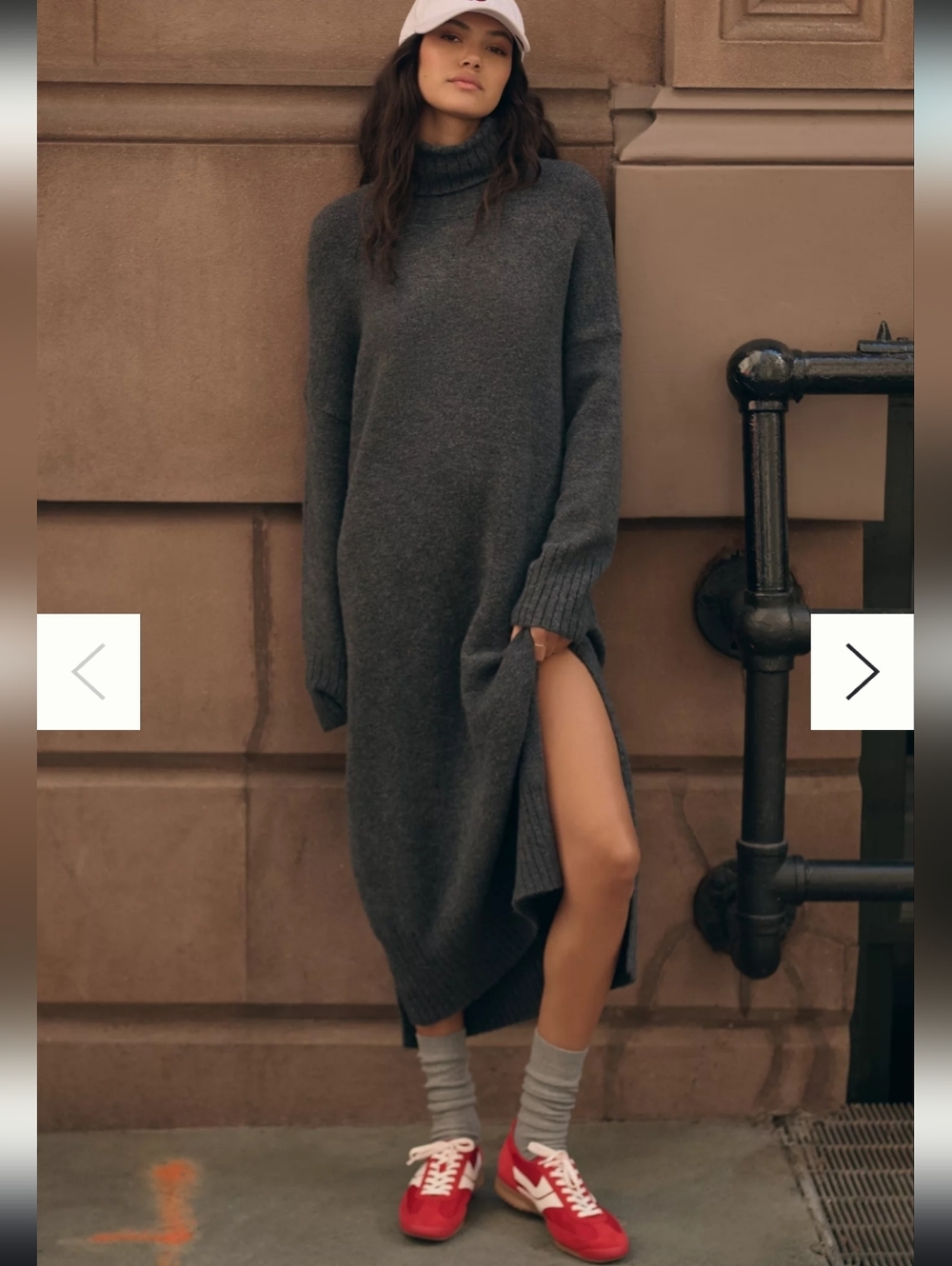Daily Practice Anthropologie Turtleneck Oversized Midi Sweater Dress XS Gray #22